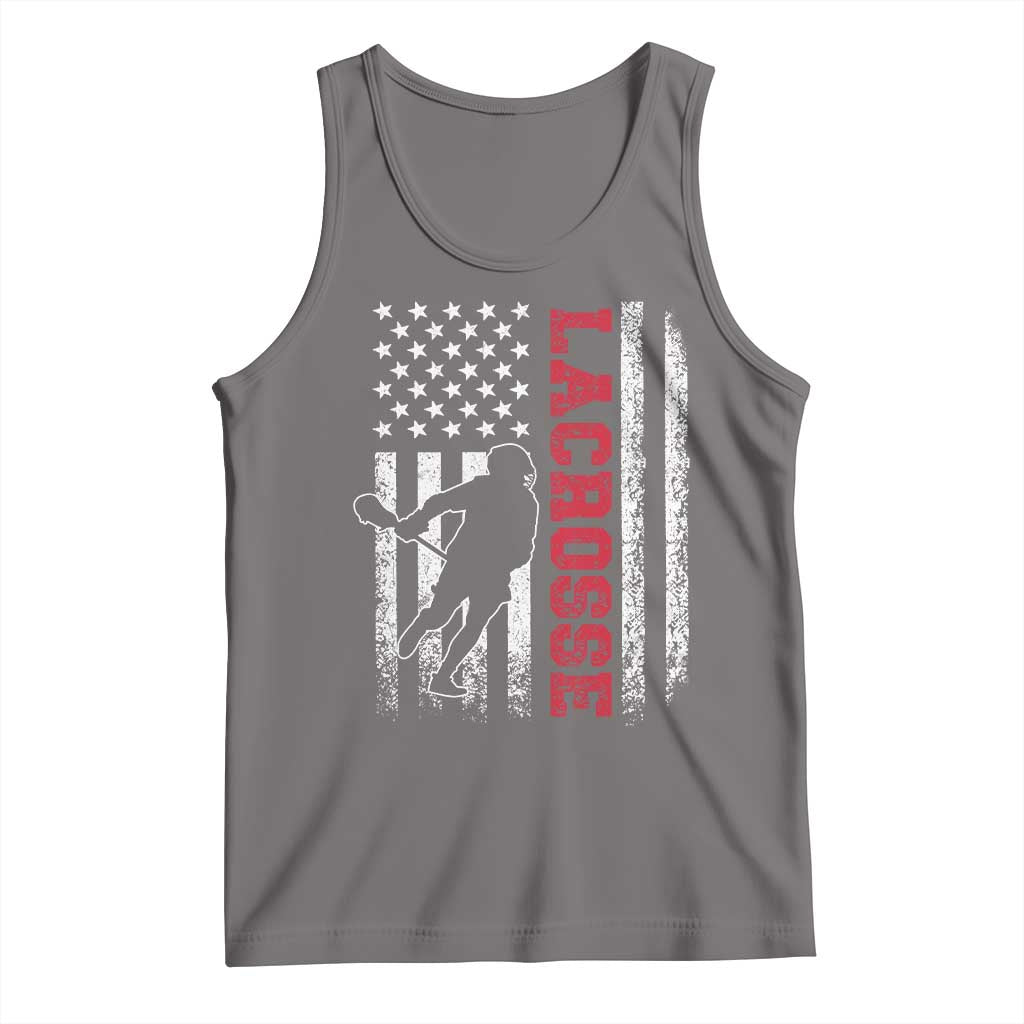 Lacrosse American Flag Lax Men 4th of July Tank Top TS11 Deep Heather Print Your Wear