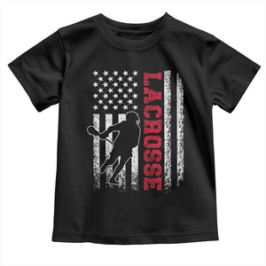 Lacrosse American Flag Lax Men 4th of July Toddler T Shirt TS11 Black Print Your Wear