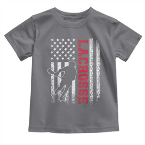 Lacrosse American Flag Lax Men 4th of July Toddler T Shirt TS11 Charcoal Print Your Wear