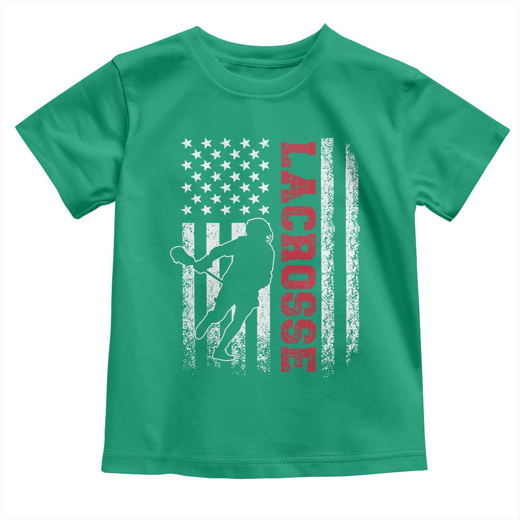 Lacrosse American Flag Lax Men 4th of July Toddler T Shirt TS11 Irish Green Print Your Wear