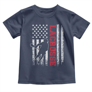 Lacrosse American Flag Lax Men 4th of July Toddler T Shirt TS11 Navy Print Your Wear
