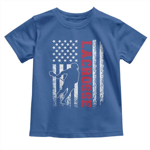 Lacrosse American Flag Lax Men 4th of July Toddler T Shirt TS11 Royal Blue Print Your Wear
