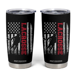 Lacrosse American Flag Lax Men 4th of July Tumbler Cup TS11 Black Print Your Wear