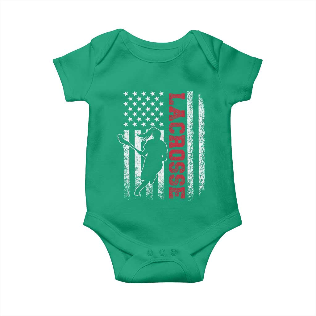 Lacrosse American Flag Lax Women 4th of July Baby Onesie TS11 Irish Green Print Your Wear