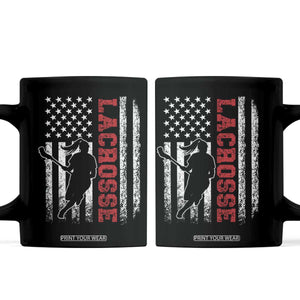 Lacrosse American Flag Lax Women 4th of July Coffee Mug TS11 Black Print Your Wear