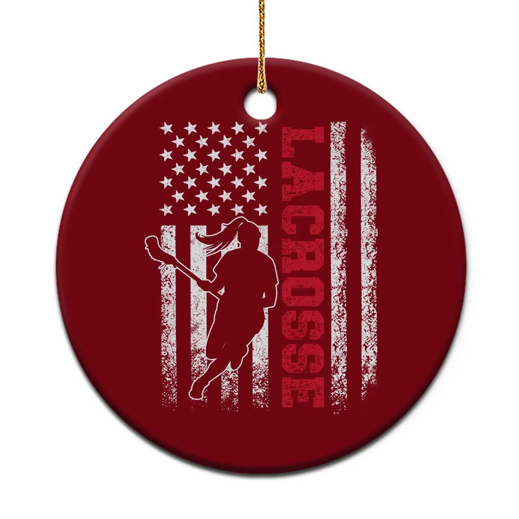 Lacrosse American Flag Lax Women 4th of July Ceramic Ornament TS11 1pc Red Print Your Wear