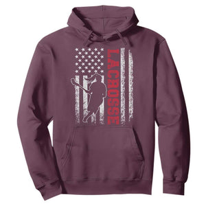 Lacrosse American Flag Lax Women 4th of July Hoodie TS11 Maroon Print Your Wear