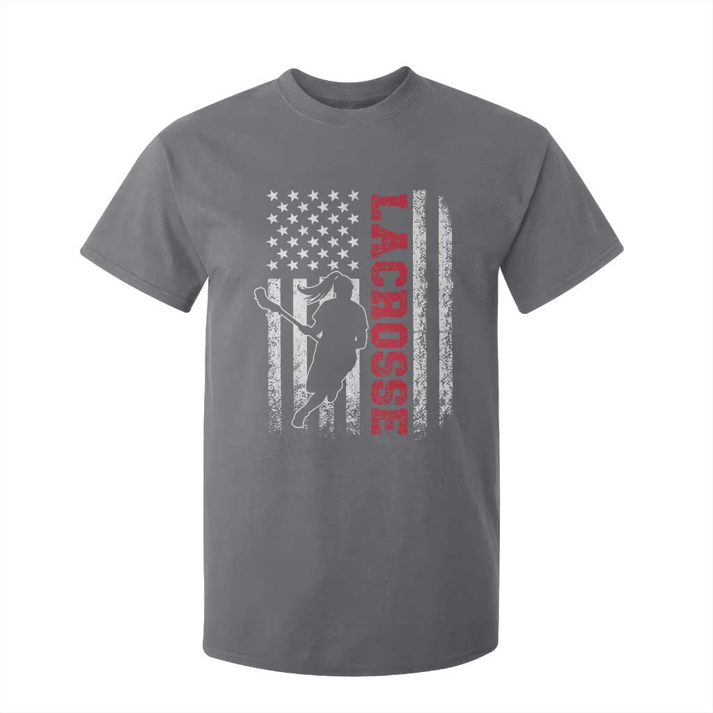 Lacrosse American Flag Lax Women 4th of July T Shirt For Kid TS11 Charcoal Print Your Wear