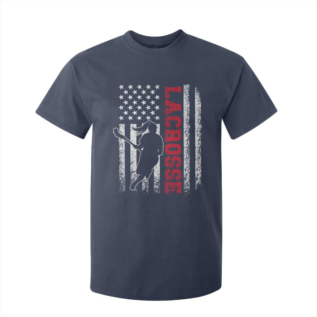 Lacrosse American Flag Lax Women 4th of July T Shirt For Kid TS11 Navy Print Your Wear