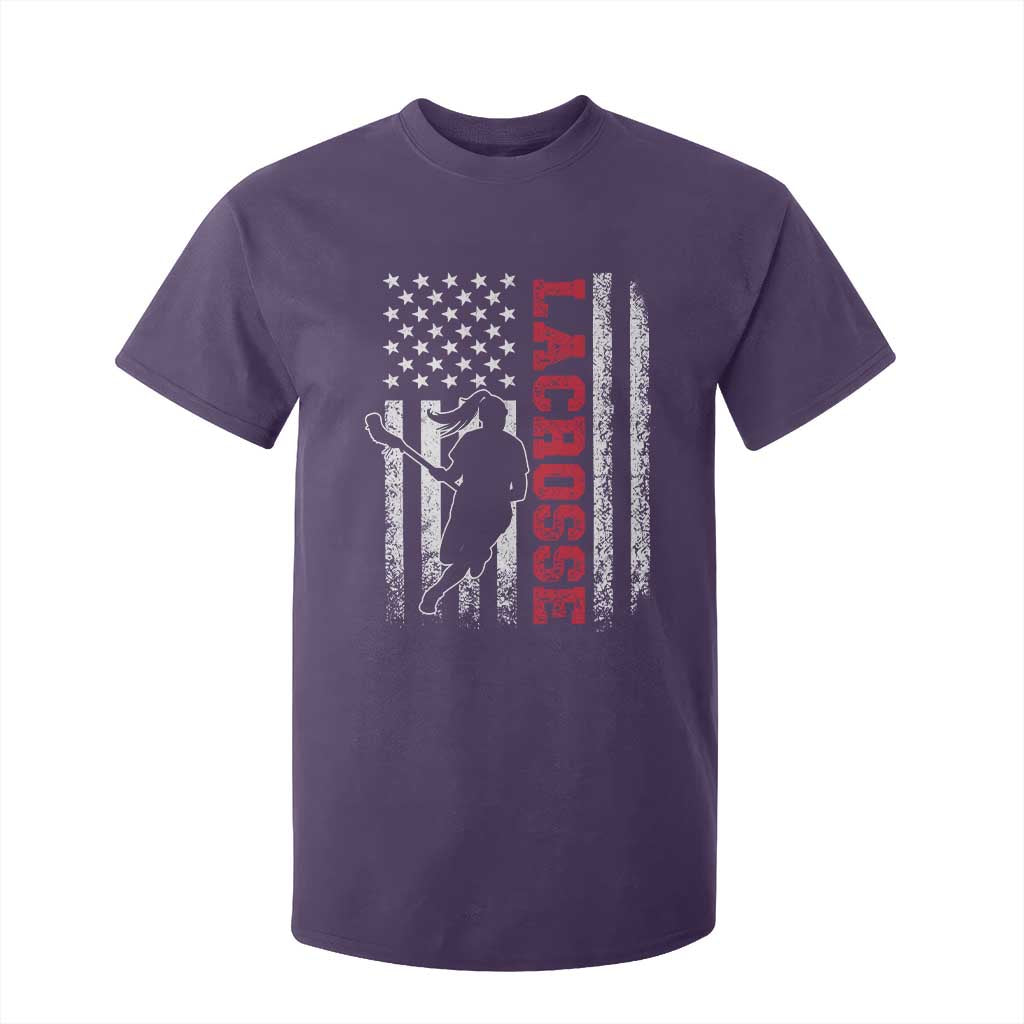 Lacrosse American Flag Lax Women 4th of July T Shirt For Kid TS11 Purple Print Your Wear