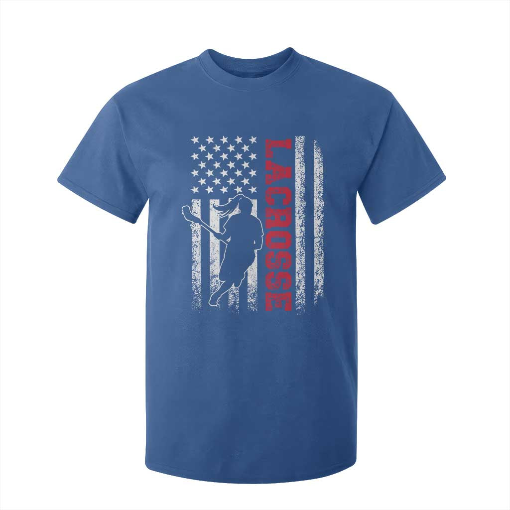 Lacrosse American Flag Lax Women 4th of July T Shirt For Kid TS11 Royal Blue Print Your Wear