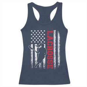 Lacrosse American Flag Lax Women 4th of July Racerback Tank Top TS11 Navy Print Your Wear
