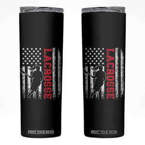 Lacrosse American Flag Lax Women 4th of July Skinny Tumbler TS11 Black Print Your Wear