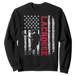 Lacrosse American Flag Lax Women 4th of July Sweatshirt TS11 Black Print Your Wear