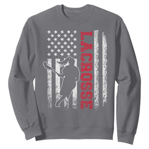 Lacrosse American Flag Lax Women 4th of July Sweatshirt TS11 Charcoal Print Your Wear