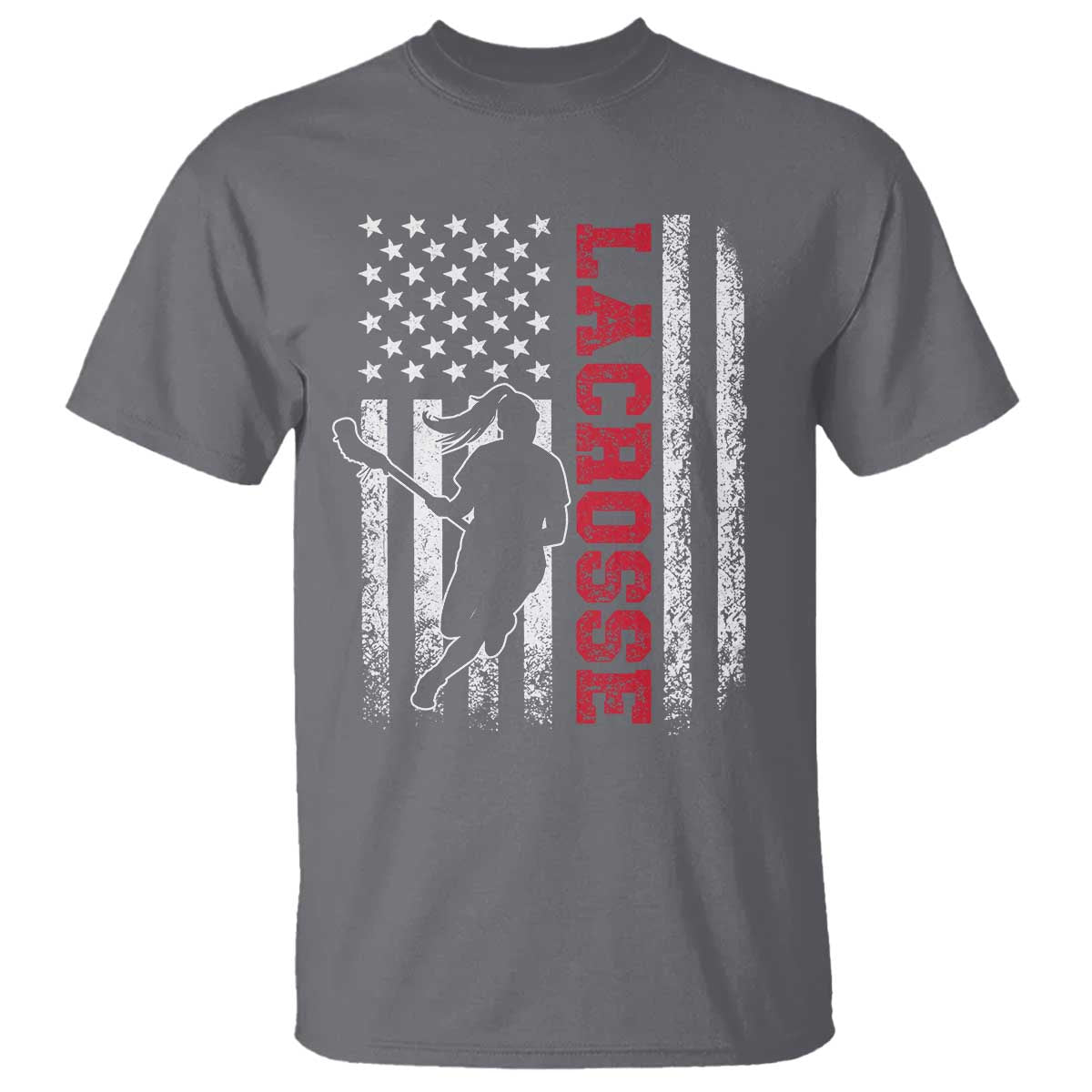 Lacrosse American Flag Lax Women 4th of July T Shirt TS11 Charcoal Print Your Wear