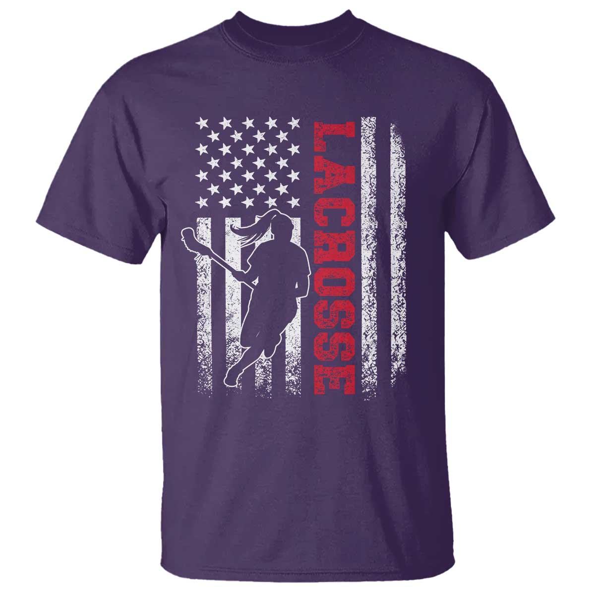 Lacrosse American Flag Lax Women 4th of July T Shirt TS11 Purple Print Your Wear