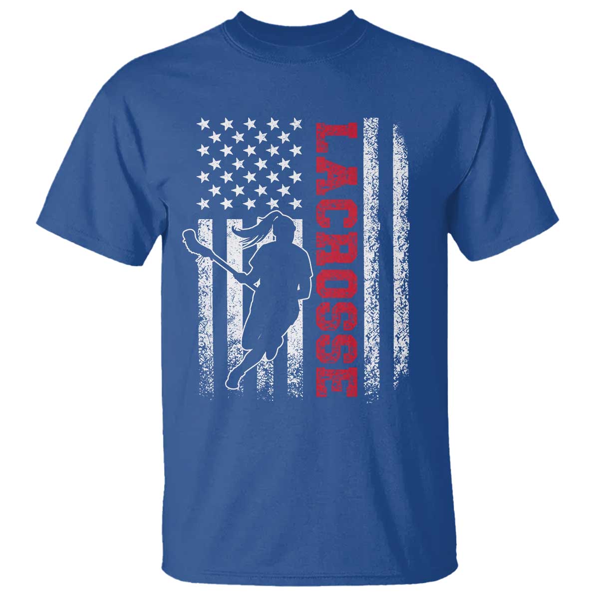 Lacrosse American Flag Lax Women 4th of July T Shirt TS11 Royal Blue Print Your Wear