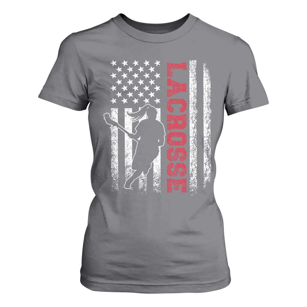 Lacrosse American Flag Lax Women 4th of July T Shirt For Women TS11 Charcoal Print Your Wear