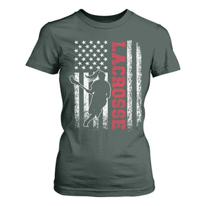 Lacrosse American Flag Lax Women 4th of July T Shirt For Women TS11 Dark Forest Green Print Your Wear