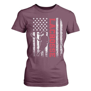 Lacrosse American Flag Lax Women 4th of July T Shirt For Women TS11 Maroon Print Your Wear