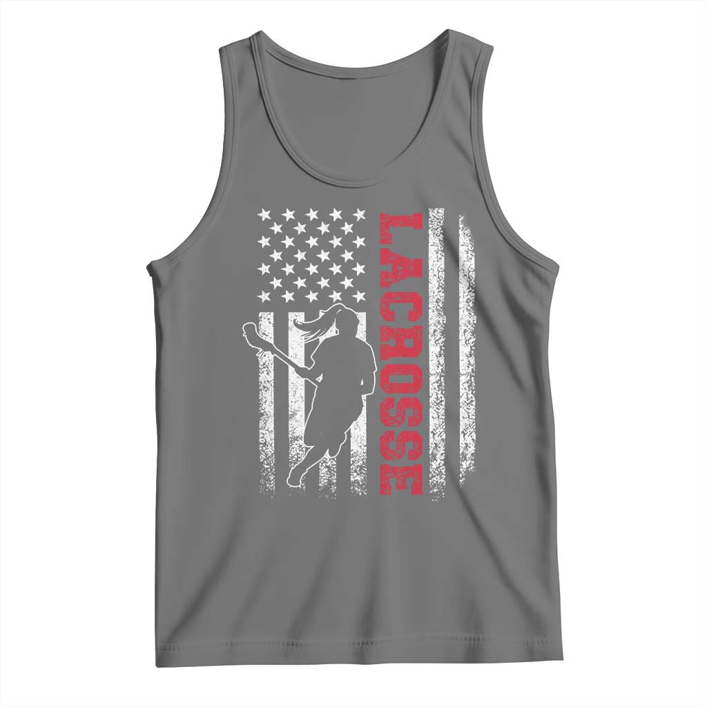 Lacrosse American Flag Lax Women 4th of July Tank Top TS11 Black Heather Print Your Wear