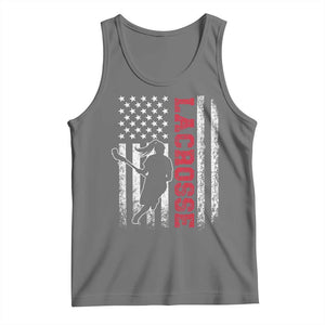 Lacrosse American Flag Lax Women 4th of July Tank Top TS11 Black Heather Print Your Wear
