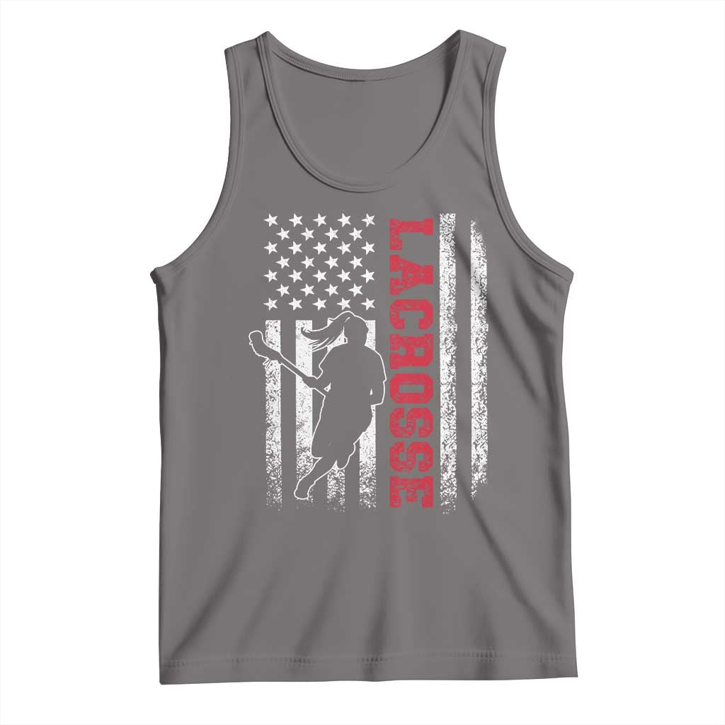 Lacrosse American Flag Lax Women 4th of July Tank Top TS11 Deep Heather Print Your Wear