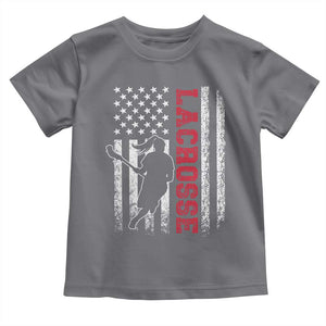 Lacrosse American Flag Lax Women 4th of July Toddler T Shirt TS11 Charcoal Print Your Wear
