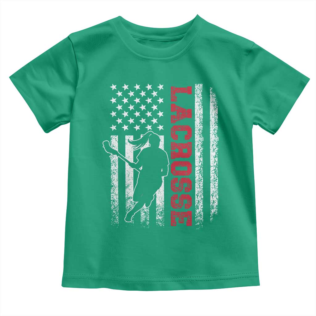 Lacrosse American Flag Lax Women 4th of July Toddler T Shirt TS11 Irish Green Print Your Wear