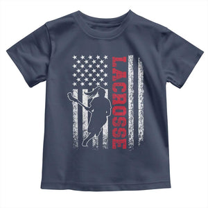 Lacrosse American Flag Lax Women 4th of July Toddler T Shirt TS11 Navy Print Your Wear