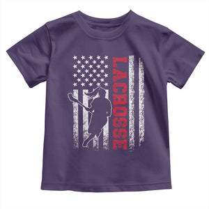 Lacrosse American Flag Lax Women 4th of July Toddler T Shirt TS11 Purple Print Your Wear