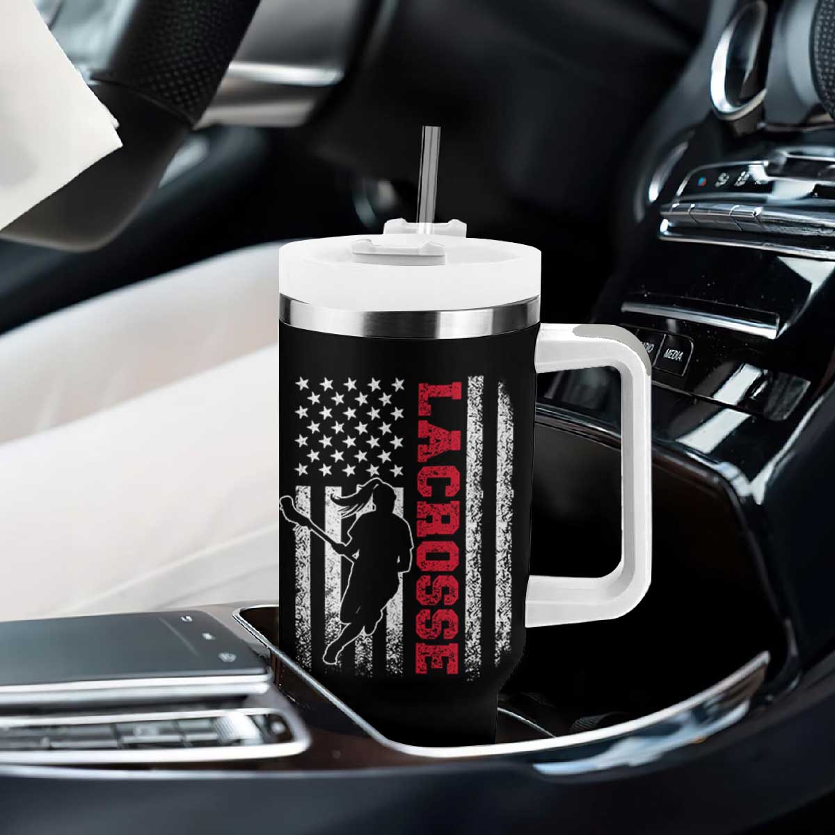 Lacrosse American Flag Lax Women 4th of July Tumbler With Handle TS11 Print Your Wear