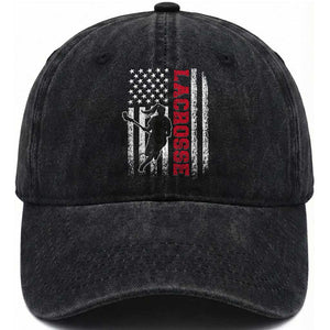 Lacrosse American Flag Lax Women 4th of July Washed Cotton Baseball Cap TS11 Print Your Wear