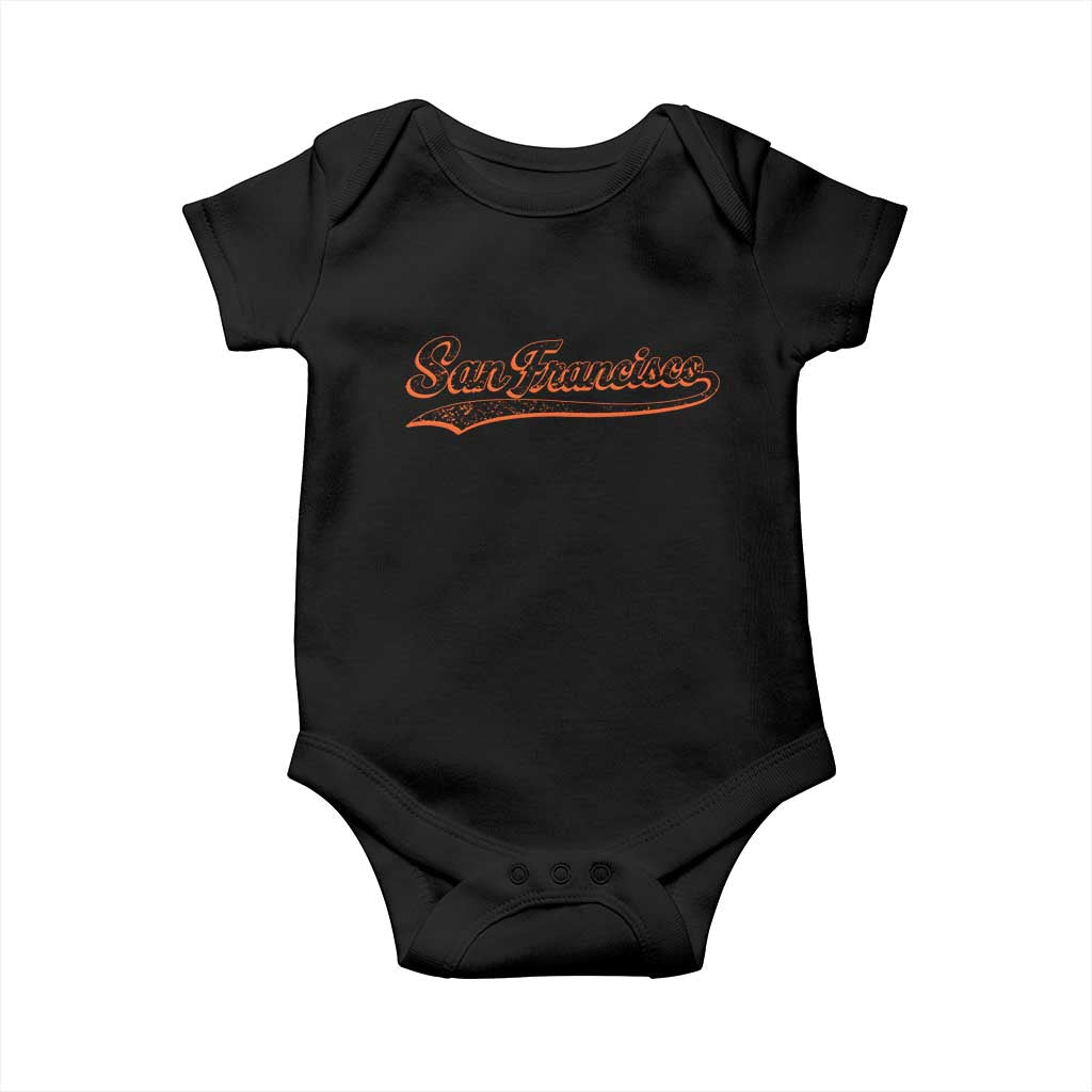 San Francisco Sports Script Retro Baseball Lovers Proud City Baby Onesie TS11 Black Print Your Wear