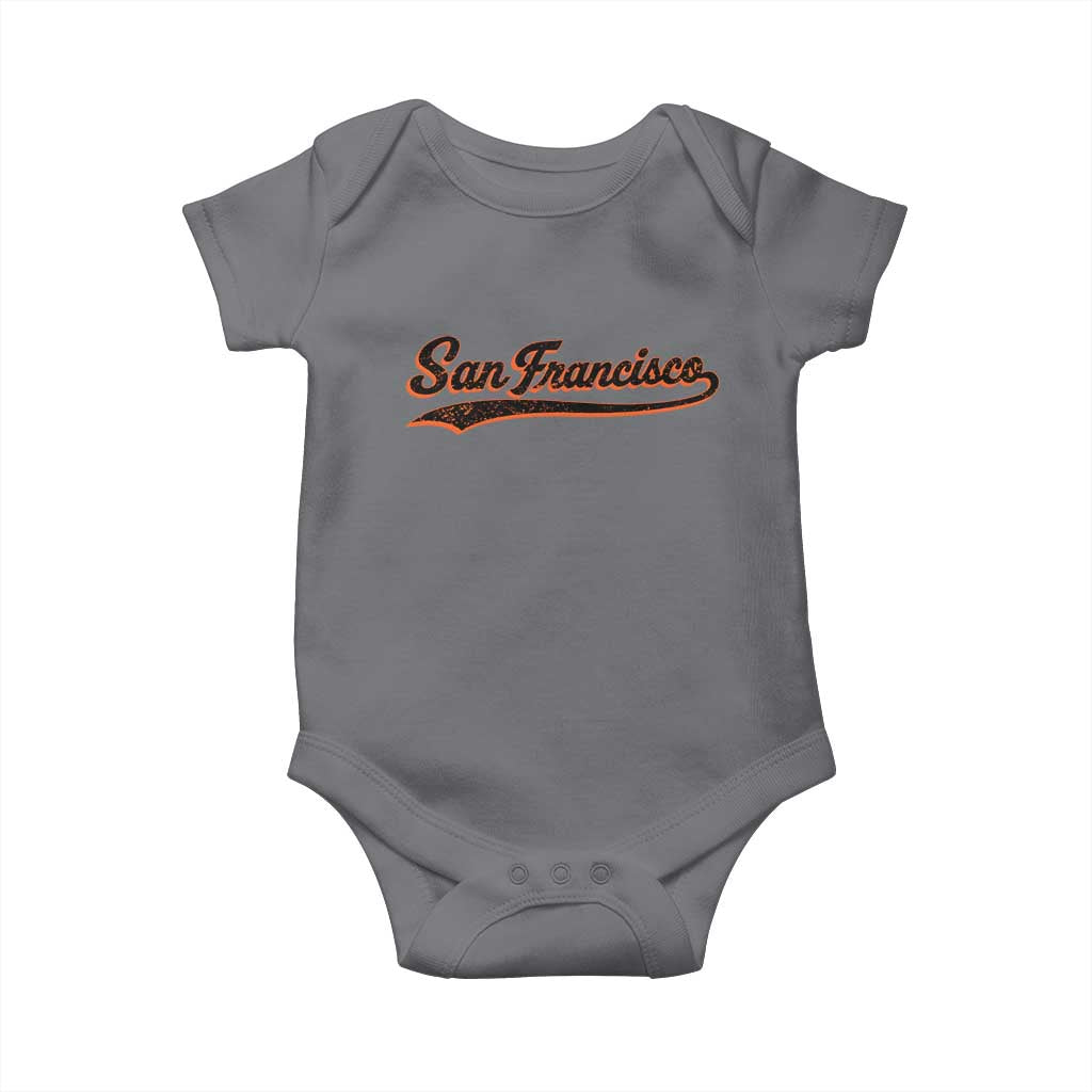 San Francisco Sports Script Retro Baseball Lovers Proud City Baby Onesie TS11 Charcoal Print Your Wear
