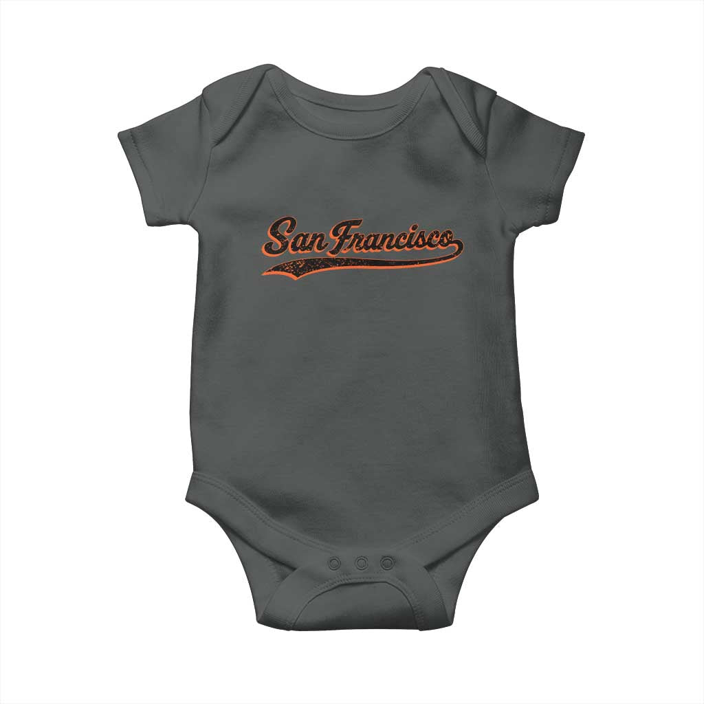 San Francisco Sports Script Retro Baseball Lovers Proud City Baby Onesie TS11 Dark Heather Print Your Wear