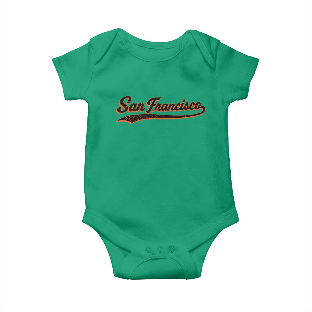 San Francisco Sports Script Retro Baseball Lovers Proud City Baby Onesie TS11 Irish Green Print Your Wear