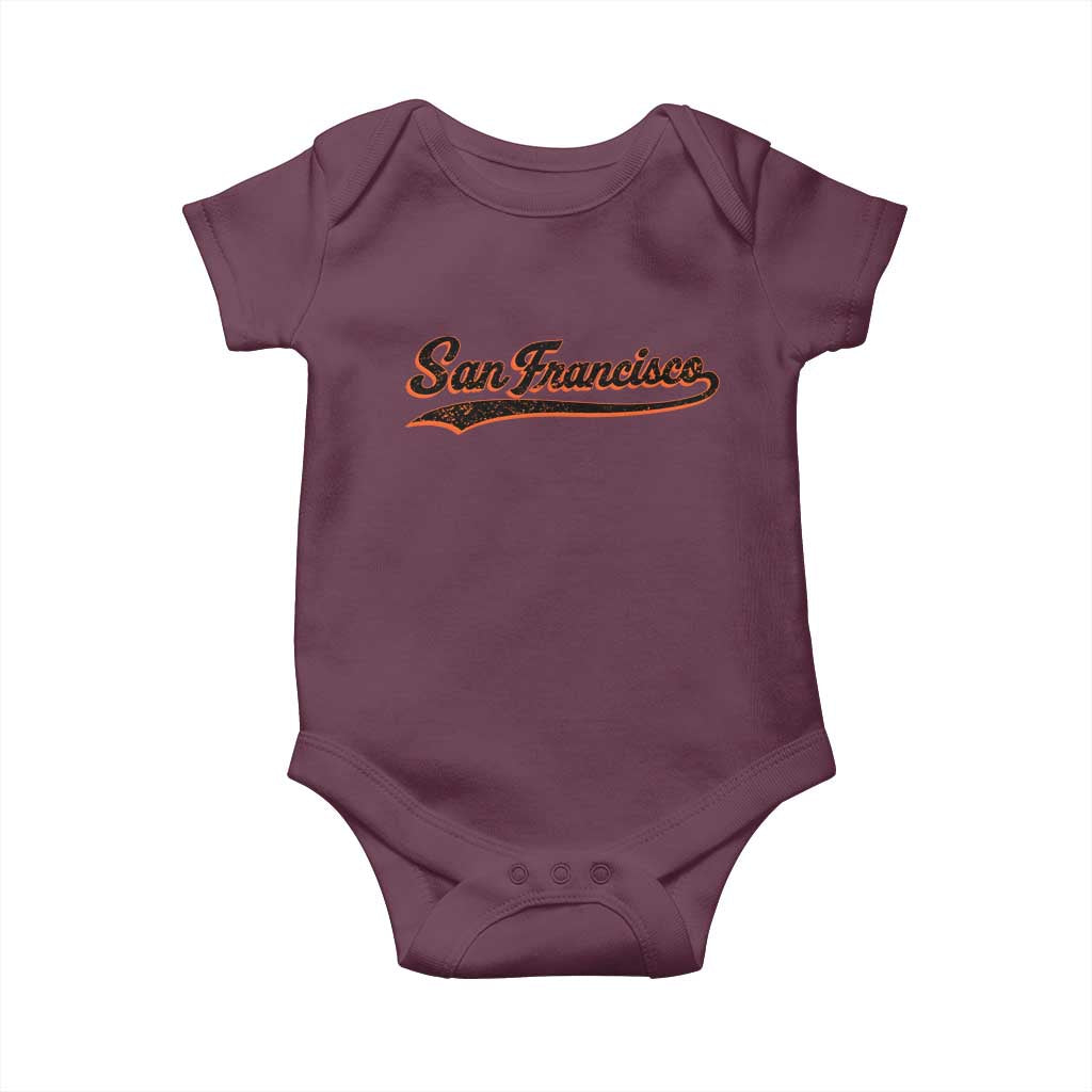 San Francisco Sports Script Retro Baseball Lovers Proud City Baby Onesie TS11 Maroon Print Your Wear
