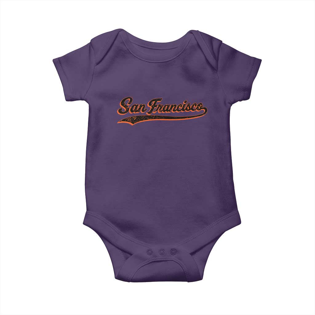 San Francisco Sports Script Retro Baseball Lovers Proud City Baby Onesie TS11 Purple Print Your Wear