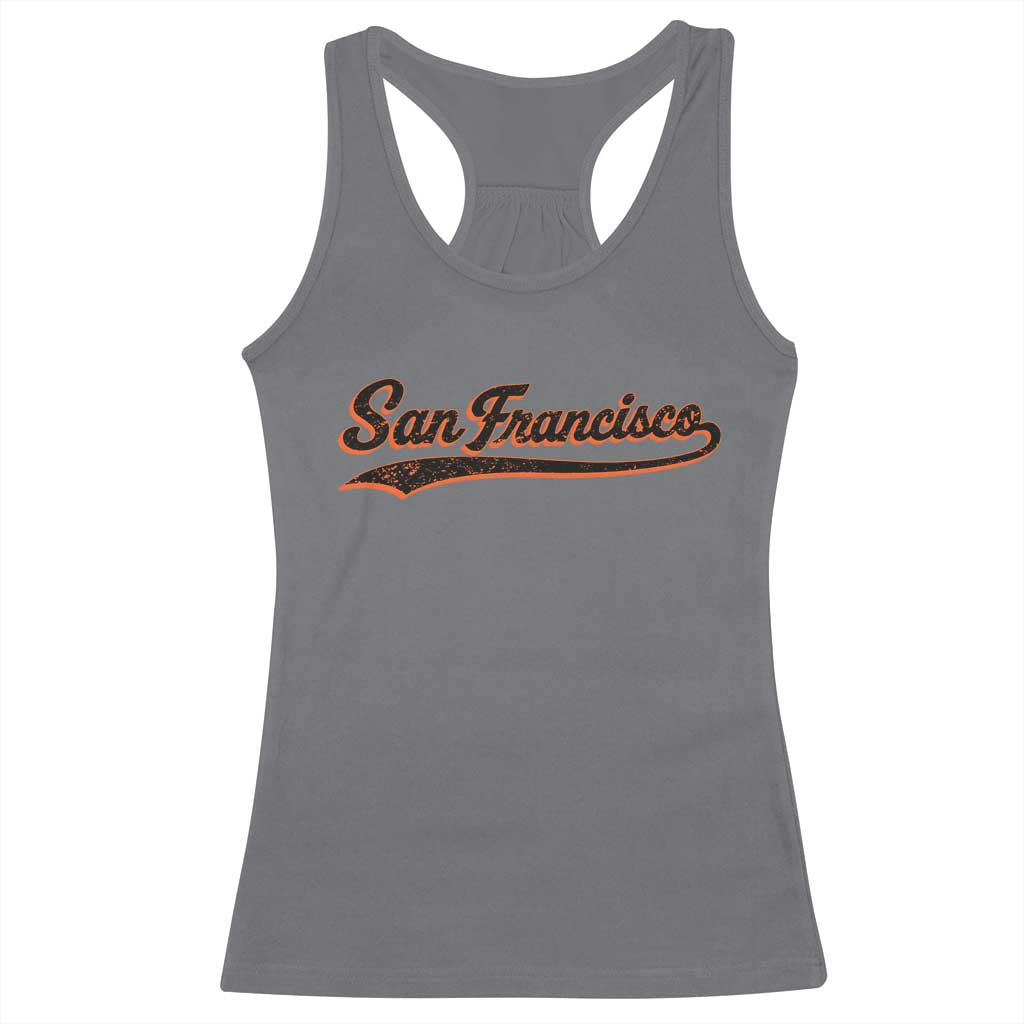 San Francisco Sports Script Retro Baseball Lovers Proud City Racerback Tank Top TS11 Charcoal Print Your Wear