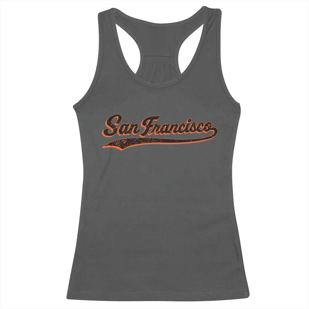 San Francisco Sports Script Retro Baseball Lovers Proud City Racerback Tank Top TS11 Dark Heather Print Your Wear