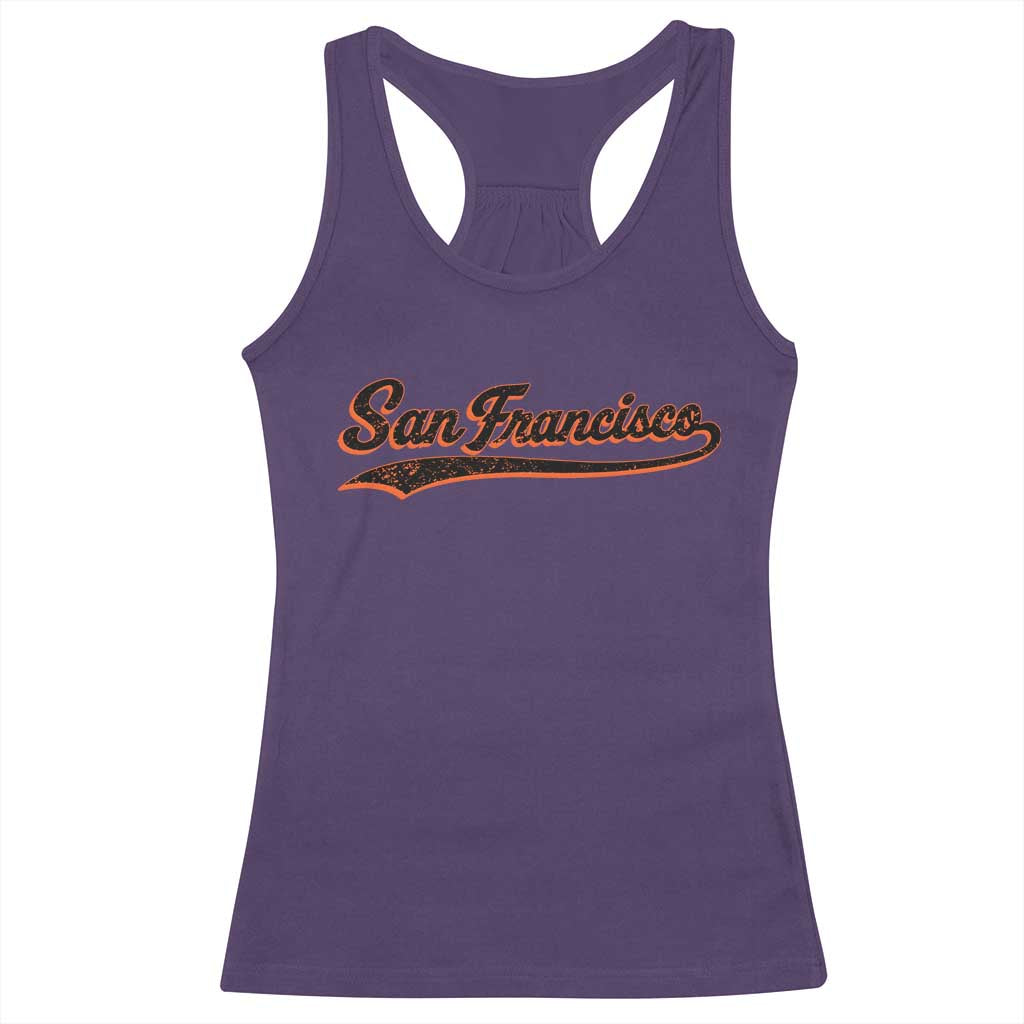 San Francisco Sports Script Retro Baseball Lovers Proud City Racerback Tank Top TS11 Purple Print Your Wear