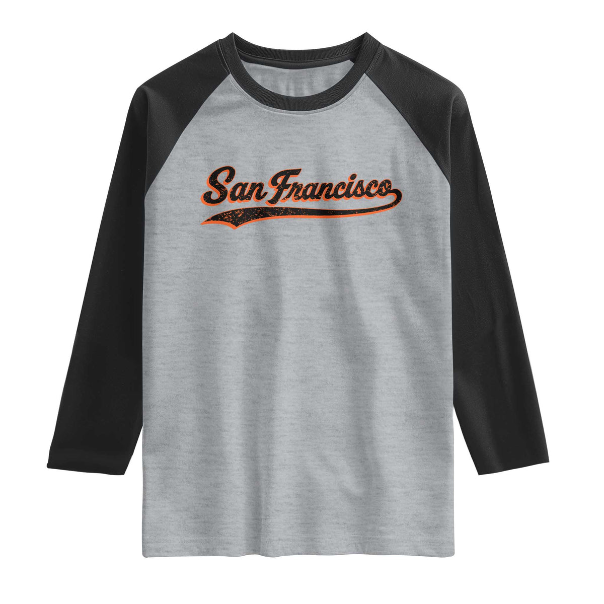 San Francisco Sports Script Retro Baseball Lovers Proud City Raglan Shirt TS11 Heather Gray Black Print Your Wear