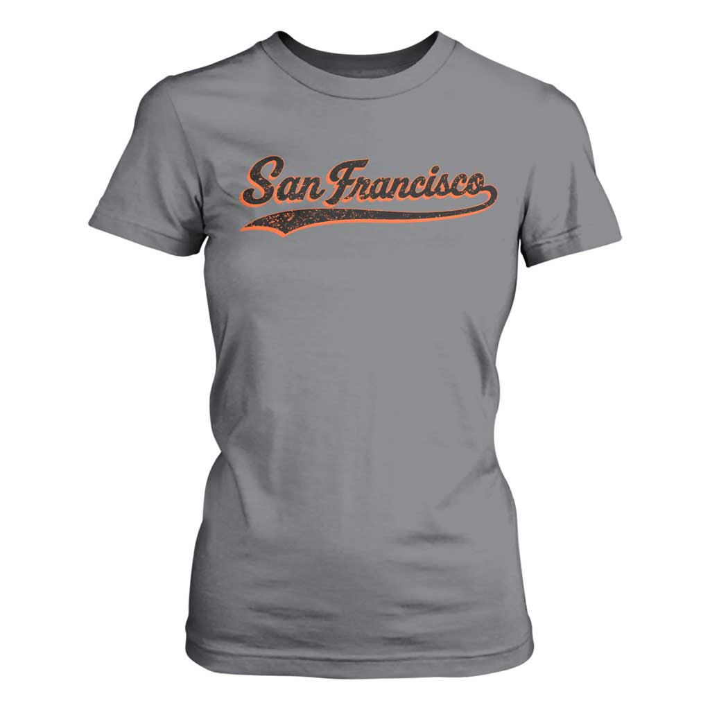 San Francisco Sports Script Retro Baseball Lovers Proud City T Shirt For Women TS11 Charcoal Print Your Wear
