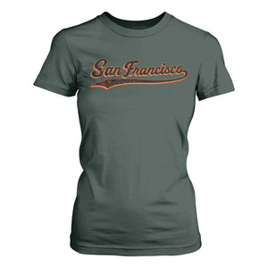 San Francisco Sports Script Retro Baseball Lovers Proud City T Shirt For Women TS11 Dark Forest Green Print Your Wear