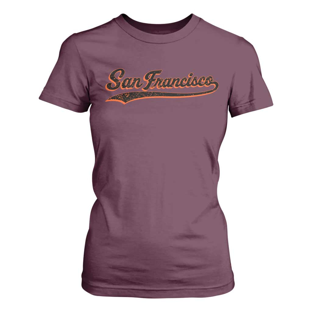 San Francisco Sports Script Retro Baseball Lovers Proud City T Shirt For Women TS11 Maroon Print Your Wear