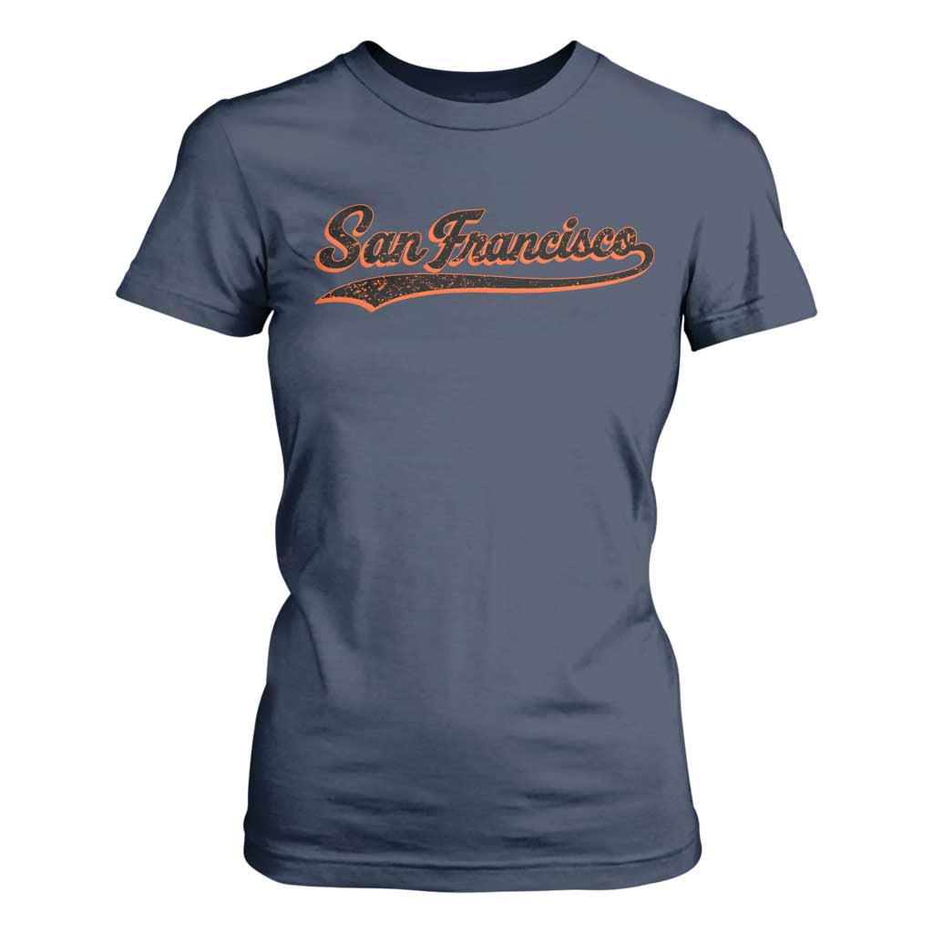 San Francisco Sports Script Retro Baseball Lovers Proud City T Shirt For Women TS11 Navy Print Your Wear