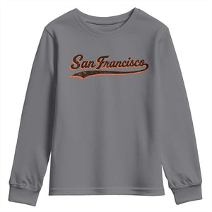 San Francisco Sports Script Retro Baseball Lovers Proud City Youth Sweatshirt TS11 Charcoal Print Your Wear