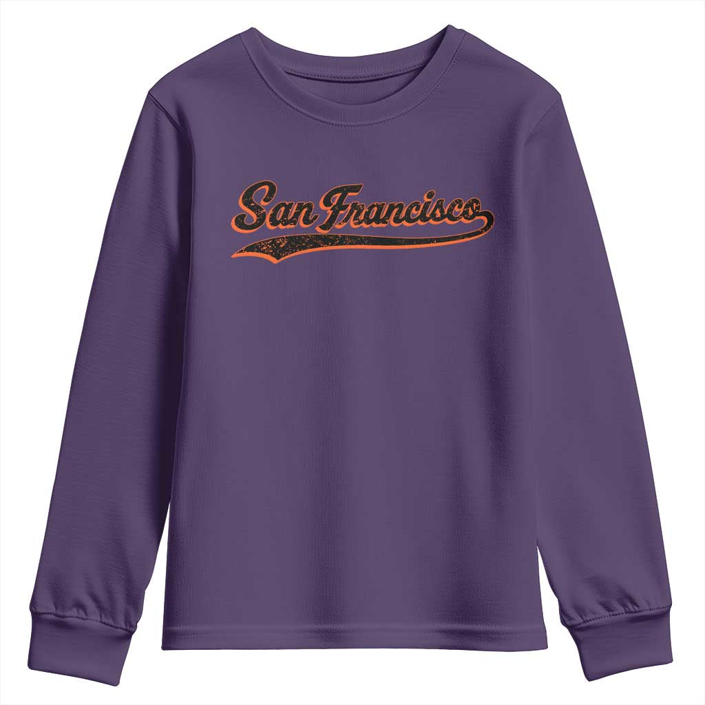 San Francisco Sports Script Retro Baseball Lovers Proud City Youth Sweatshirt TS11 Purple Print Your Wear